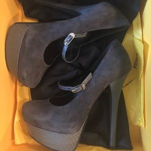 Fendi gray platform maryjanes